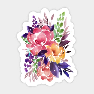 Watercolor Flowers 10, Red Bouquet Illustration Sticker